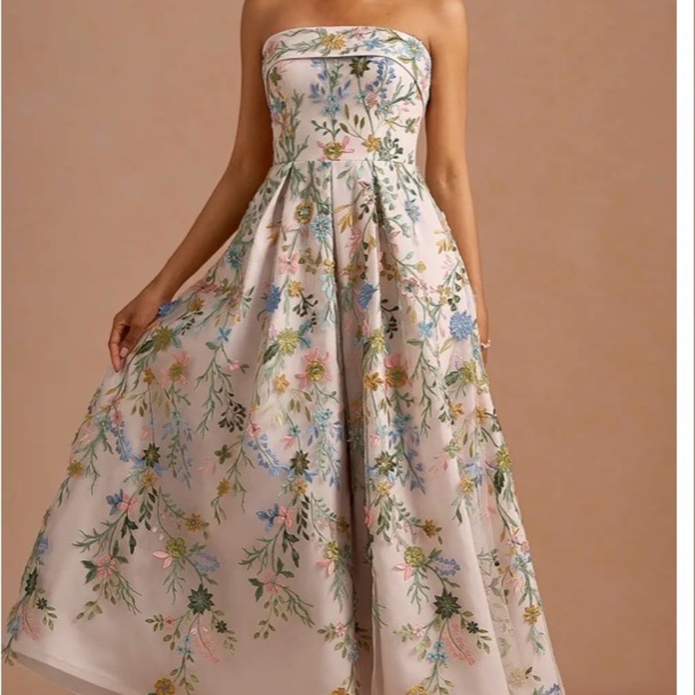 Azazie Evangeline Blush Pink Floral Embroidered Dress, style: 1070755 - Picture 7 of 14